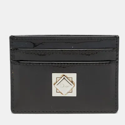 Pre-owned Dior Dark Green Patent Leather Card Holder