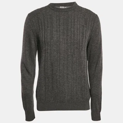 Pre-owned Dior Dark Grey Wool Crew Neck Long Sleeve Sweater S