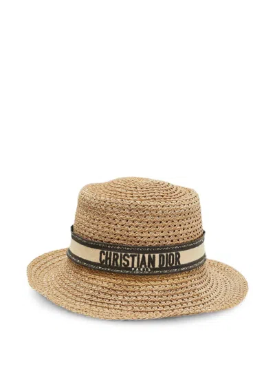 Pre-owned Dior D-bobby Large-brim Hat In Neutrals