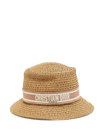 Pre-owned Dior D-bobby Logo Embroidered Hat In Neutrals