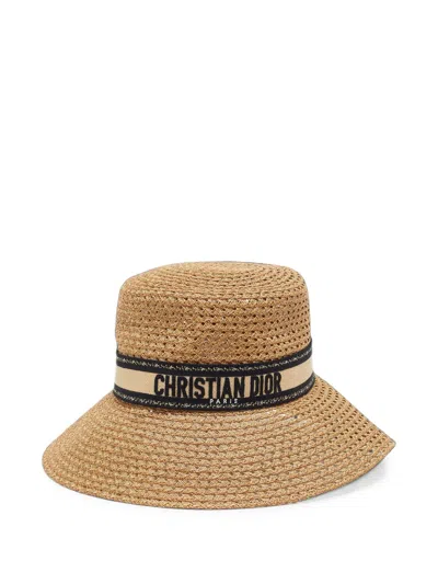 Pre-owned Dior D-bobby Logo-embroidered Hat In Neutrals