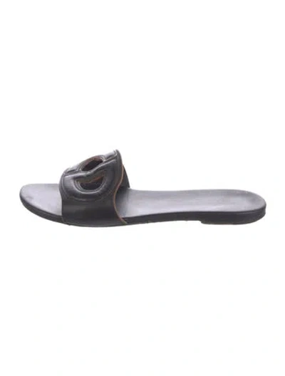 Pre-owned Dior D-club Slides Leather Slides In Black