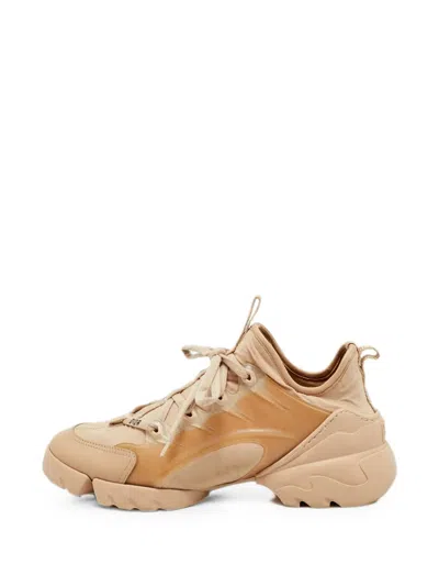 Pre-owned Dior D-connect Lace-up Sneakers In Neutrals