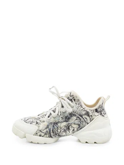 Pre-owned Dior D-connect Lace-up Sneakers In White