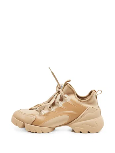 Pre-owned Dior D-connect Panelled Sneakers In White