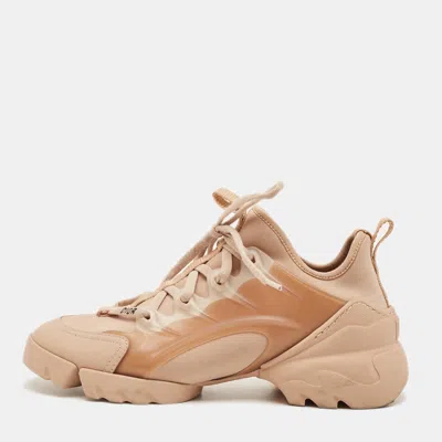Pre-owned Dior D-connect Size 36 Beige Neoprene And Pvc Lace Up Sneakers In Sand