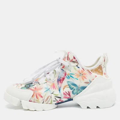 Pre-owned Dior D-connect Size 36.5 Multicolor Printed Neoprene And Pvc Lace Up Sneakers