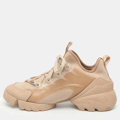 Pre-owned Dior D-connect Size 38 Beige/transparent Neoprene And Pvc Low Top Sneakers In Sand