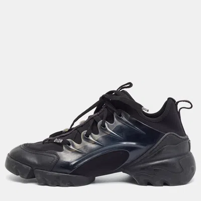 Pre-owned Dior D-connect Size 38 Black Neoprene And Rubber Low Top Sneakers