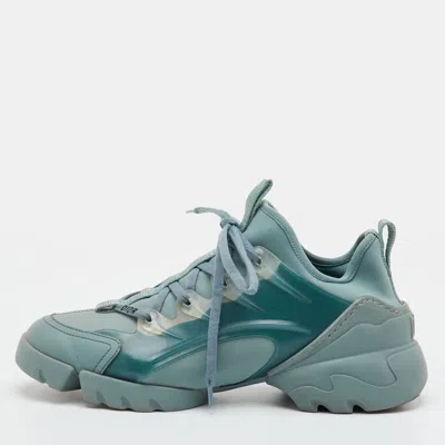 Pre-owned Dior D-connect Size 38 Mint Green Neoprene And Rubber Low Top Sneakers