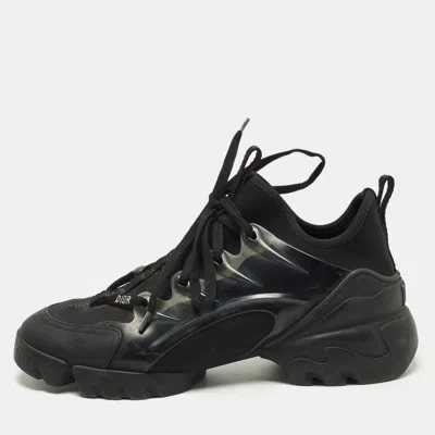 Pre-owned Dior D-connect Size 38.5 Black Neoprene And Pvc Low Top Sneakers