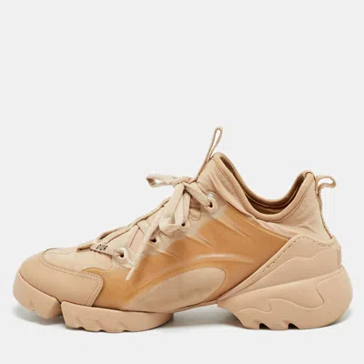 Pre-owned Dior D-connect Size 39 Beige Neoprene And Rubber Low Top Sneakers
