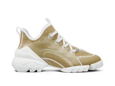 Pre-owned Dior Dconnect (women's) Sneakers In Gold/tone/white In Multi