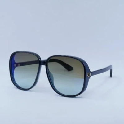 Pre-owned Dior Ddoll S1u 30c6 Translucent Blue/khaki Gradient Blue Mirrored Flash 63-13...