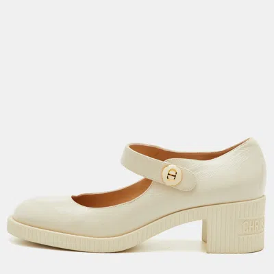 Pre-owned Dior D-doll Size 39 Cream Patent Leather Mary Jane Pumps