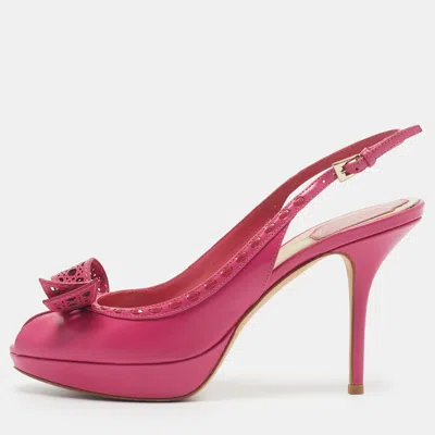 Pre-owned Dior Delicate Size 38 Pink Leather Slingback Pumps