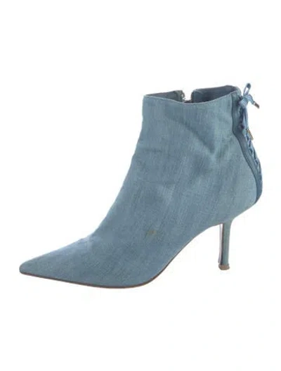 Pre-owned Dior Denim Bow Accents Boots In Blue