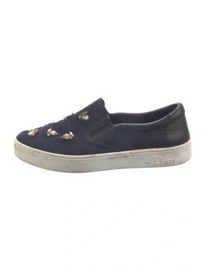 Pre-owned Dior Denim Colorblock Pattern Sneakers In Blue