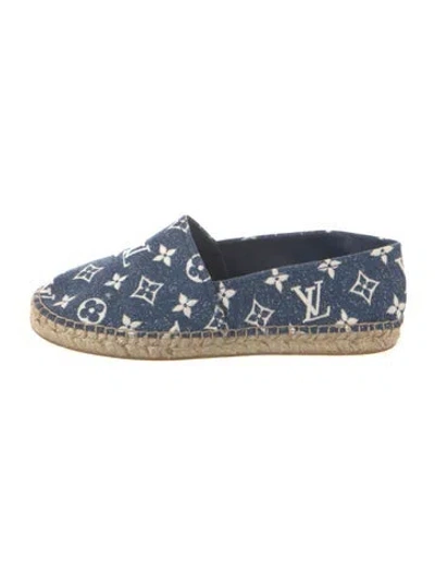 Pre-owned Dior Denim Graphic Print Espadrilles In Blue