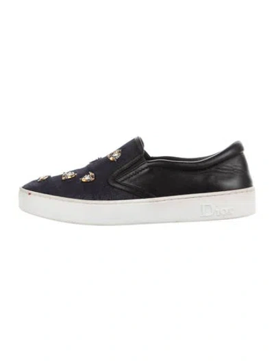Pre-owned Dior Denim Graphic Print Flats In Blue
