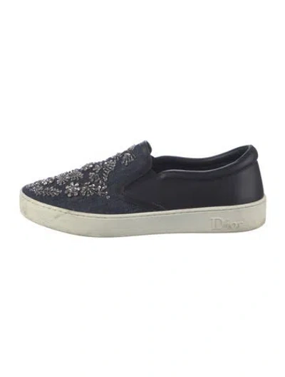 Pre-owned Dior Denim Graphic Print Flats In Blue
