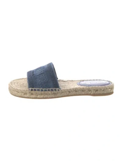 Pre-owned Dior Denim Graphic Print Slides In Blue