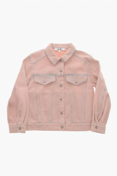 Dior Denim Jacket With Logo Buttons In Pink