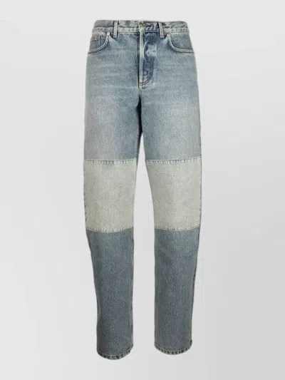 Dior Denim Jeans Belt Loops Back Pockets Panels In Blue