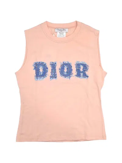 Dior Denim Logo-print Tank Top In Pink