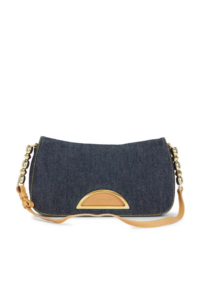 Pre-owned Dior Denim Maris Pearl Shoulder Bag In Blue