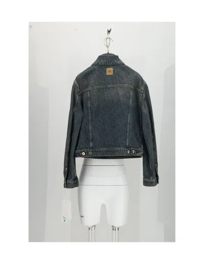 Dior Denim Oblique Motif Jacket In Gray