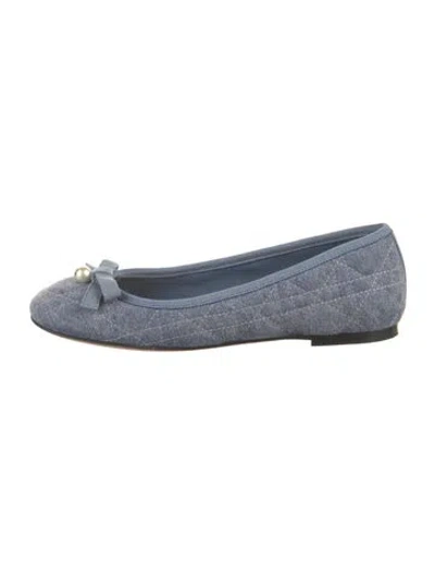 Pre-owned Dior Denim Patterned Ballet Flats In Blue