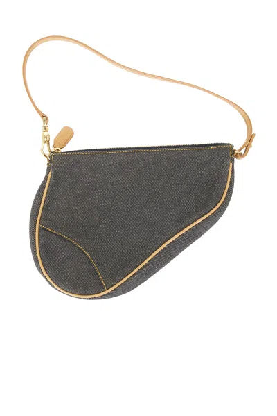 Pre-owned Dior Denim Pochette Saddle Bag In Blue