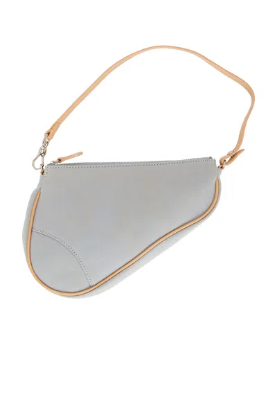 Pre-owned Dior Denim Pochette Saddle Bag In Blue