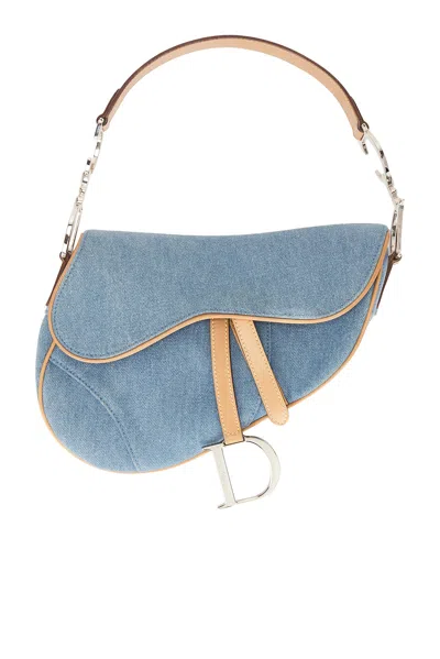Pre-owned Dior Denim Saddle Bag In Blue