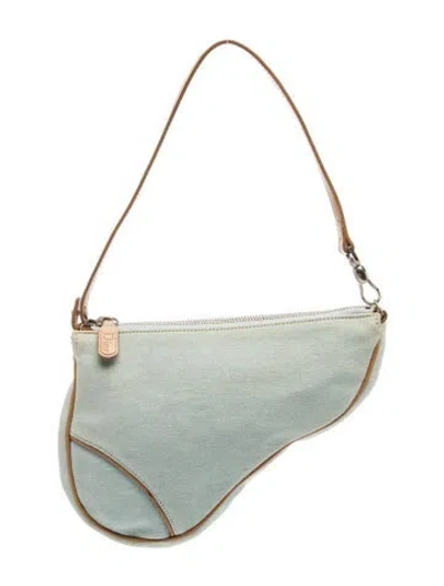 Pre-owned Dior Denim Saddle Pochette Vintage In Blue
