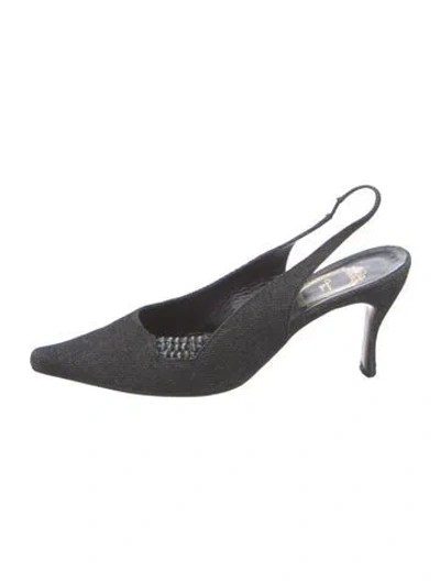 Pre-owned Dior Denim Slingback Pumps In Blue