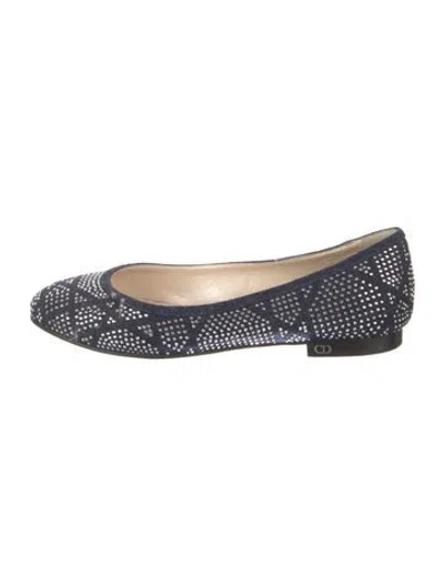 Pre-owned Dior Denim Studded Accents Flats In Blue