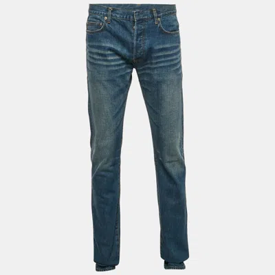 Pre-owned Dior Denim Washed Denim Regular Fit Jeans M Waist 33"