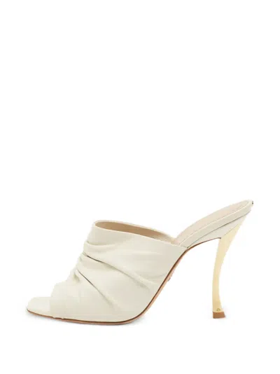 Pre-owned Dior D-fame Gathered Sandals In Neutrals