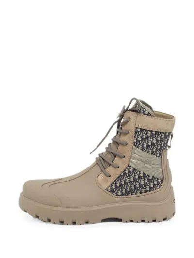 Pre-owned Dior D-garden Oblique Boots In Neutral