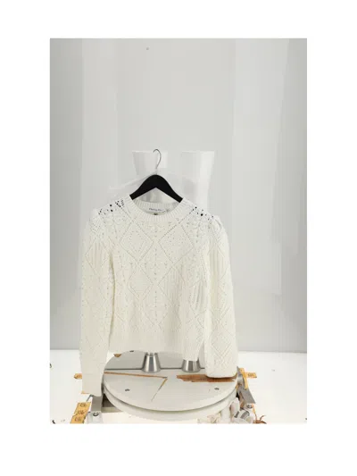 Dior Diamond Knit Cotton Sweater In White