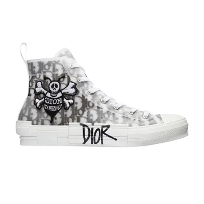 Pre-owned Dior B23 High ' Oblique - Shawn Bee Embroidery Patch' | White | Men's Size 44