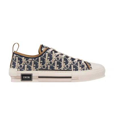 Pre-owned Dior B23 League Low 'raffia-effect  Oblique - Denim' | Blue | Men's Size 40