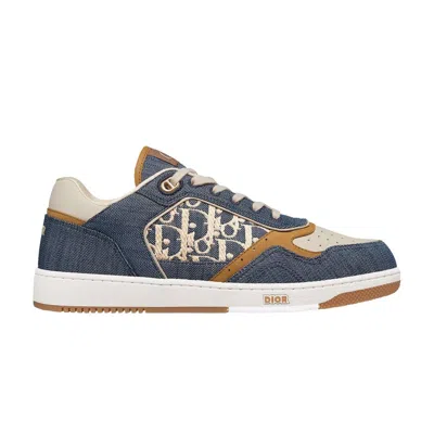 Pre-owned Dior B27 Uptown Low 'raffia-effect  Oblique - Denim' | Blue | Men's Size 39