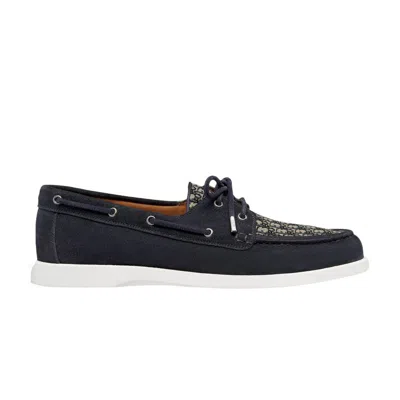 Pre-owned Dior Granville Boat ' Oblique - Navy Blue' | Men's Size 42.5
