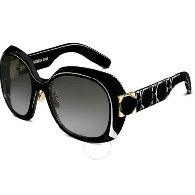 Dior Lady 9522 R2f Smoke Gradient Round Ladies Sunglasses Cd40114f 01b 58 In Black