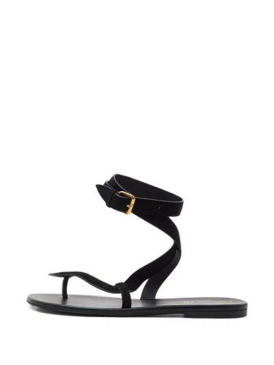 Pre-owned Dior Up Ankle-wrap Flat Sandals In Black