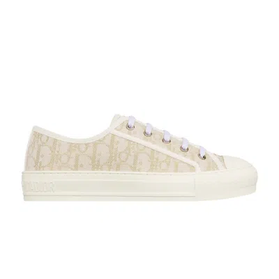 Pre-owned Dior Wmns Walk'n' Canvas Low 'gold Tone Oblique' | Cream | Women's Size 34 In White