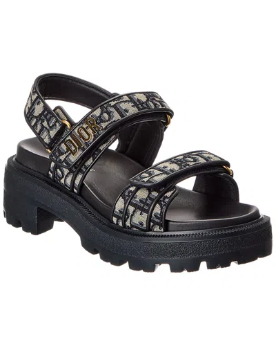 Dior Act Oblique Canvas & Leather Sandal In Blue